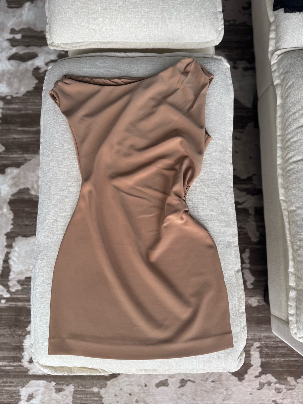 Elegant Tan One-Shoulder Dress